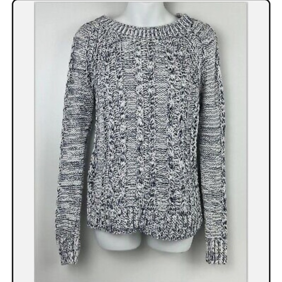 GAP raglan cable knit sweater navy/white - Picture 3 of 13